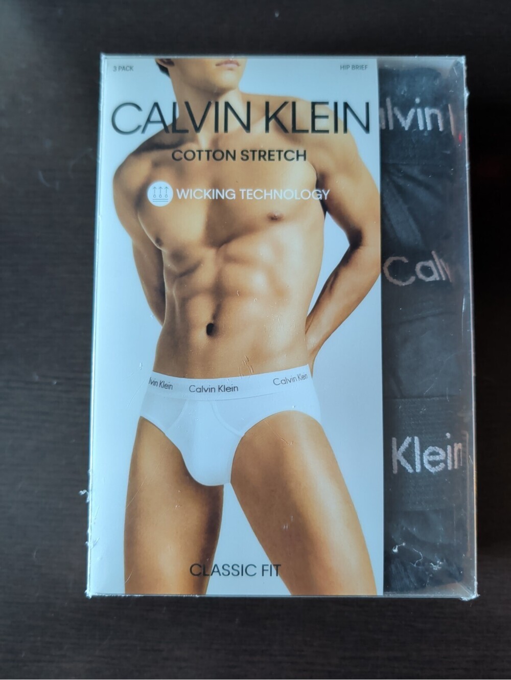 Men’s Calvin Klein Cotton Stretch Hip Brief 3 Pack Black Large Classic Fit